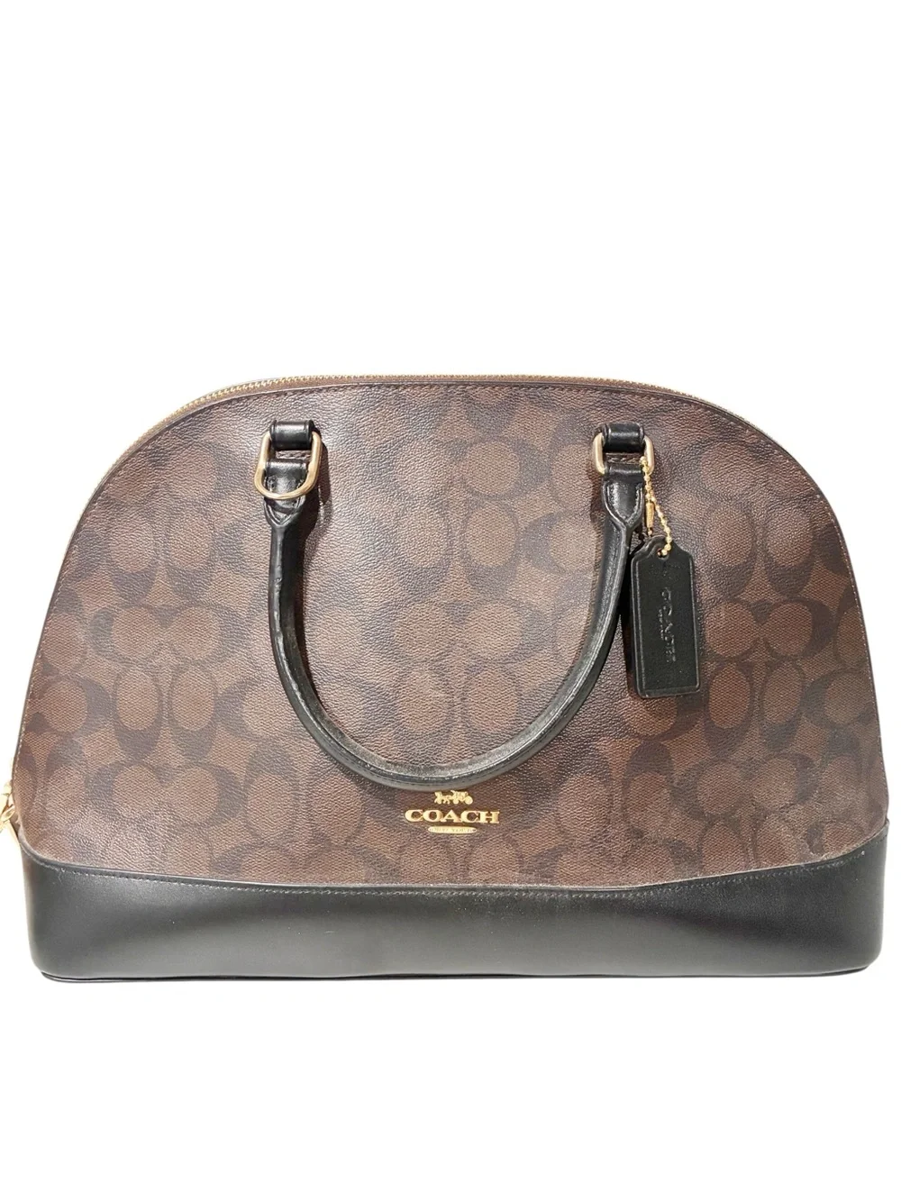 Coach Katy Satchel In Signature Canvas Brown Black Shoulder Bag